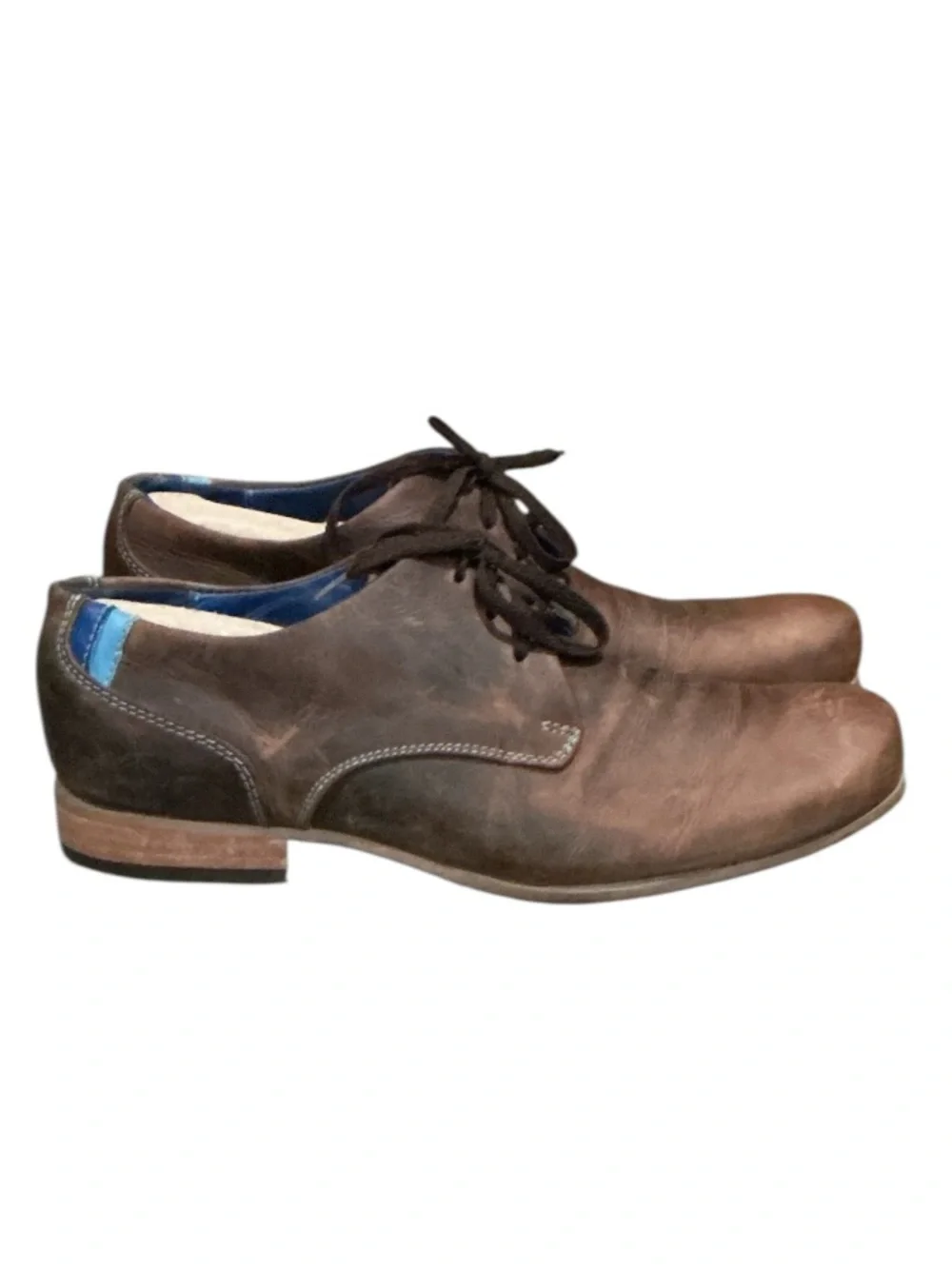 Authentic John Fluevog brown leather derby Oxford men’s lace up shoes sz 7